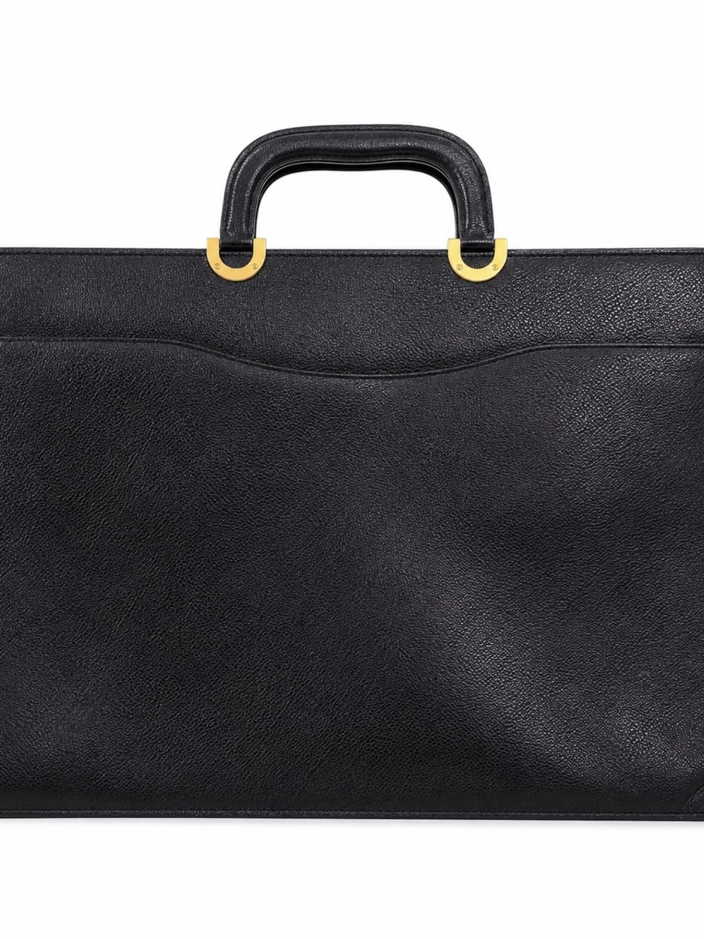 Tiffany & Co Vintage Black Leather Briefcase Attache Bag Made in Italy